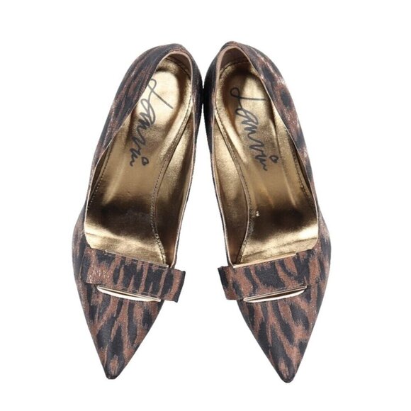 Lanvin Women's Size 38.5 Brown Black Leopard Pumps Pointed Toe Stiletto Heel - Picture 3 of 10